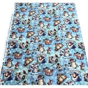 Looking Up Snowman Fabric Glitter CP40695 Springs Winter Xmas Christmas 1yd 33"